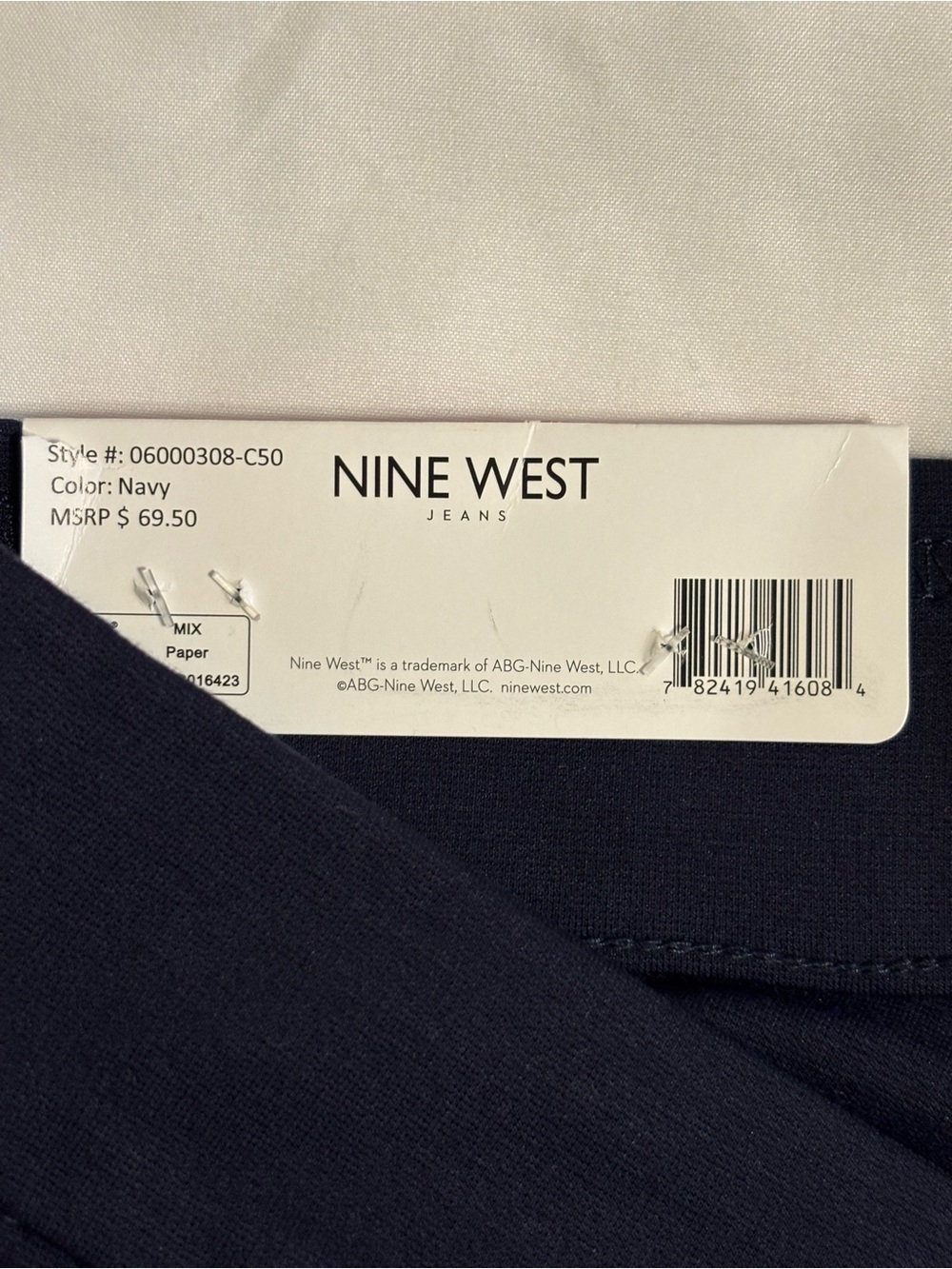 ๐ Nine West Skinny Pull On Pants Navy Blue Stretch XL NWT - Picture 4 of 11
